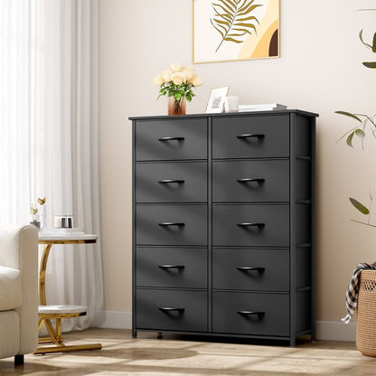 Modern 4/8/10-drawer Bedroom Fabric Dresser Storage Tower with Wood Top