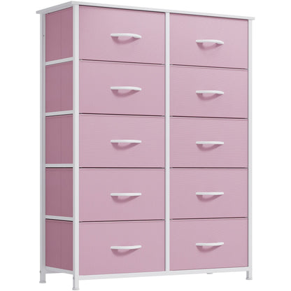 Modern 4/8/10-drawer Bedroom Fabric Dresser Storage Tower with Wood Top