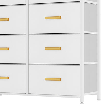 Modern 4/8/10-drawer Bedroom Fabric Dresser Storage Tower with Wood Top