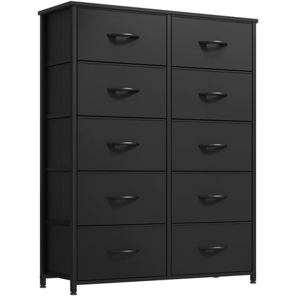 Modern 4/8/10-drawer Bedroom Fabric Dresser Storage Tower with Wood Top