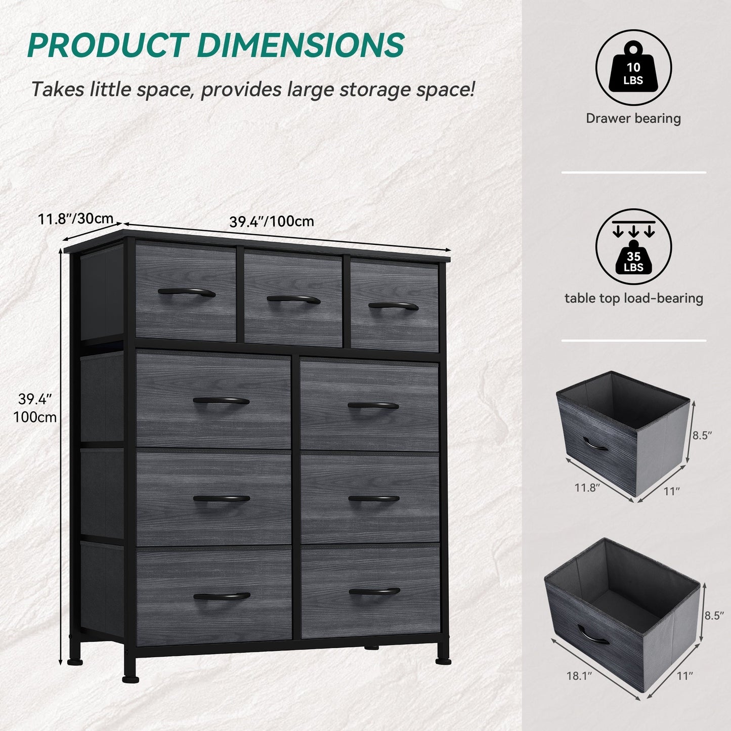 Modern 9-drawer Bedroom Dresser Storage Tower