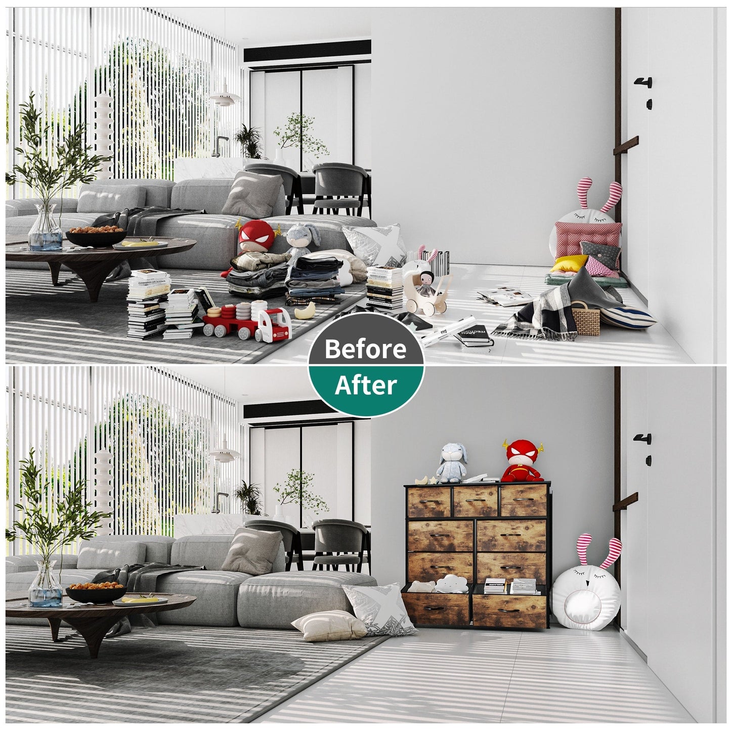 Modern 9-drawer Bedroom Dresser Storage Tower