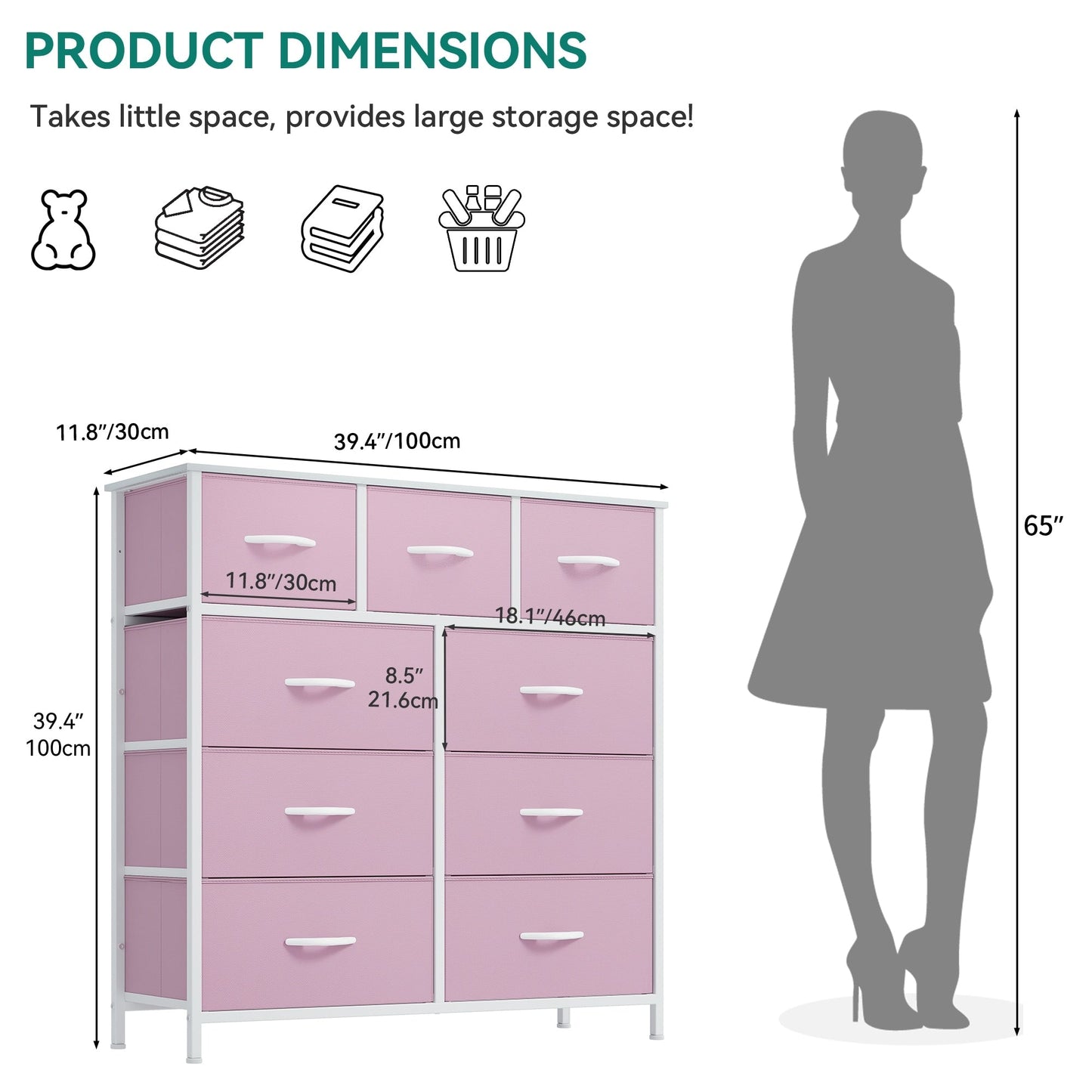 Modern 9-drawer Bedroom Dresser Storage Tower