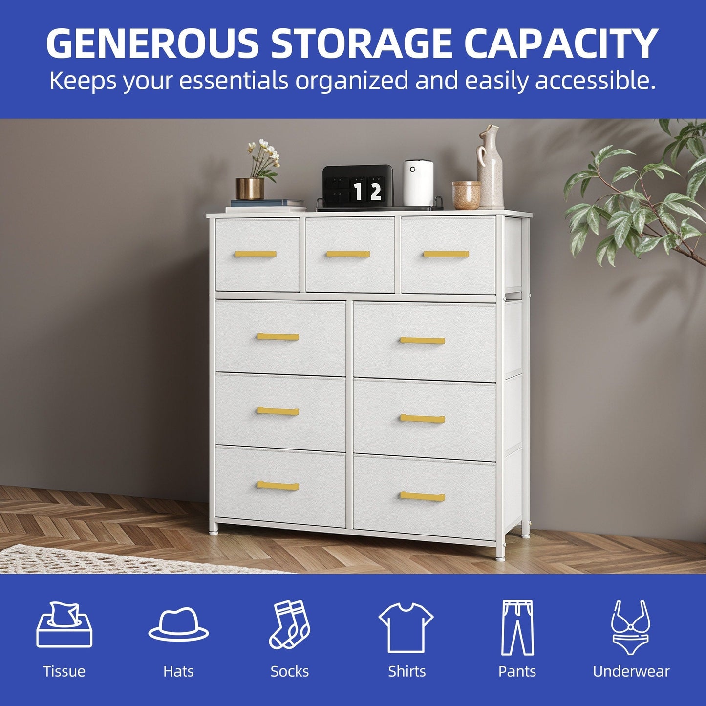 Modern 9-drawer Bedroom Dresser Storage Tower