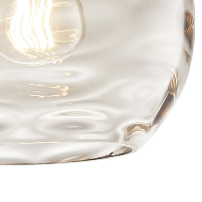 Modern Black 1-Light Clear Water Ripple Glass Shade Hanging Lamp