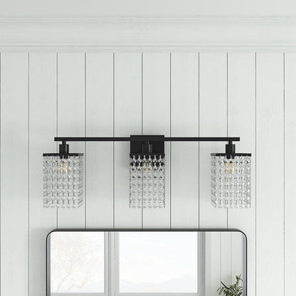 Modern Black Bathroom Vanity Light With Crystal Design