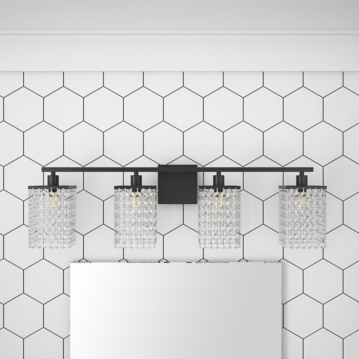 Modern Black Bathroom Vanity Light With Crystal Design