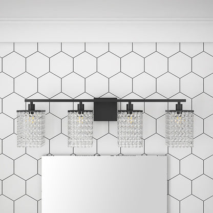 Modern Black Bathroom Vanity Light With Crystal Design