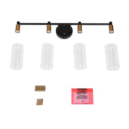 Modern Black Gold Bathroom Vanity Light Dimmable Wall Sconces with Cylinder Clear Glass