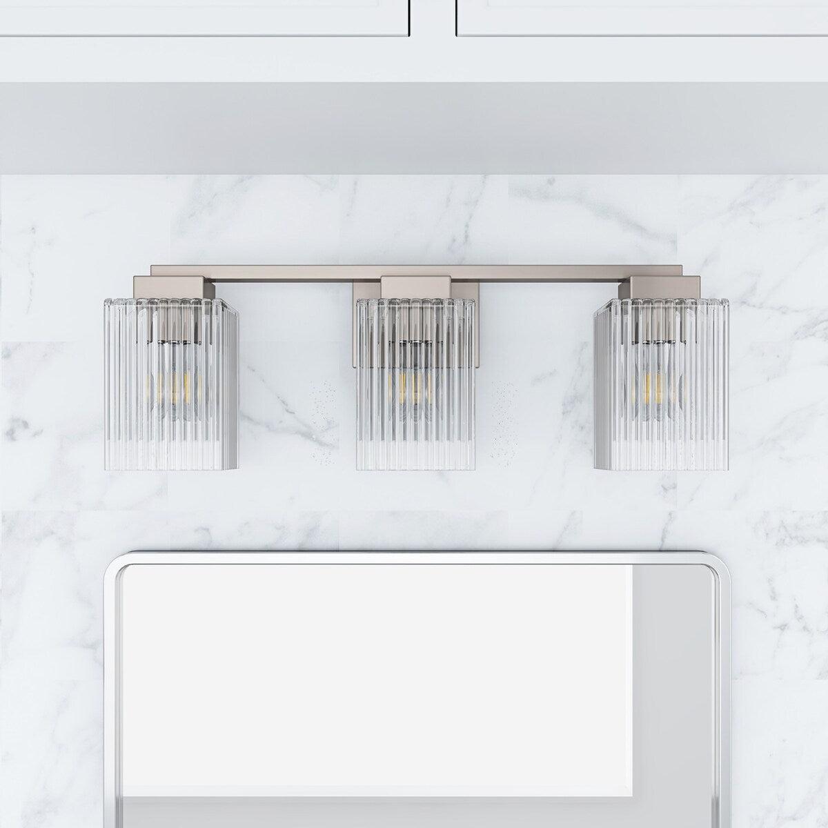 Modern Brushed Nickel 3-Light Up and Down Bathroom Vanity Light