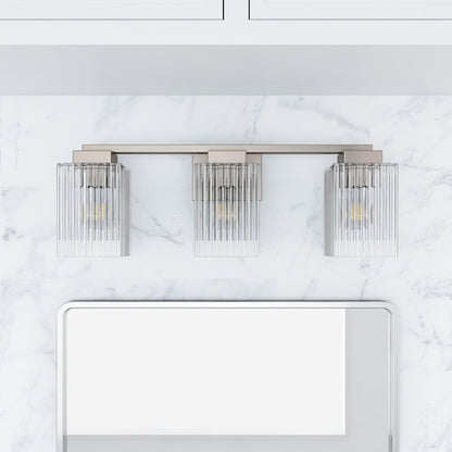 Modern Brushed Nickel 3-Light Up and Down Bathroom Vanity Light