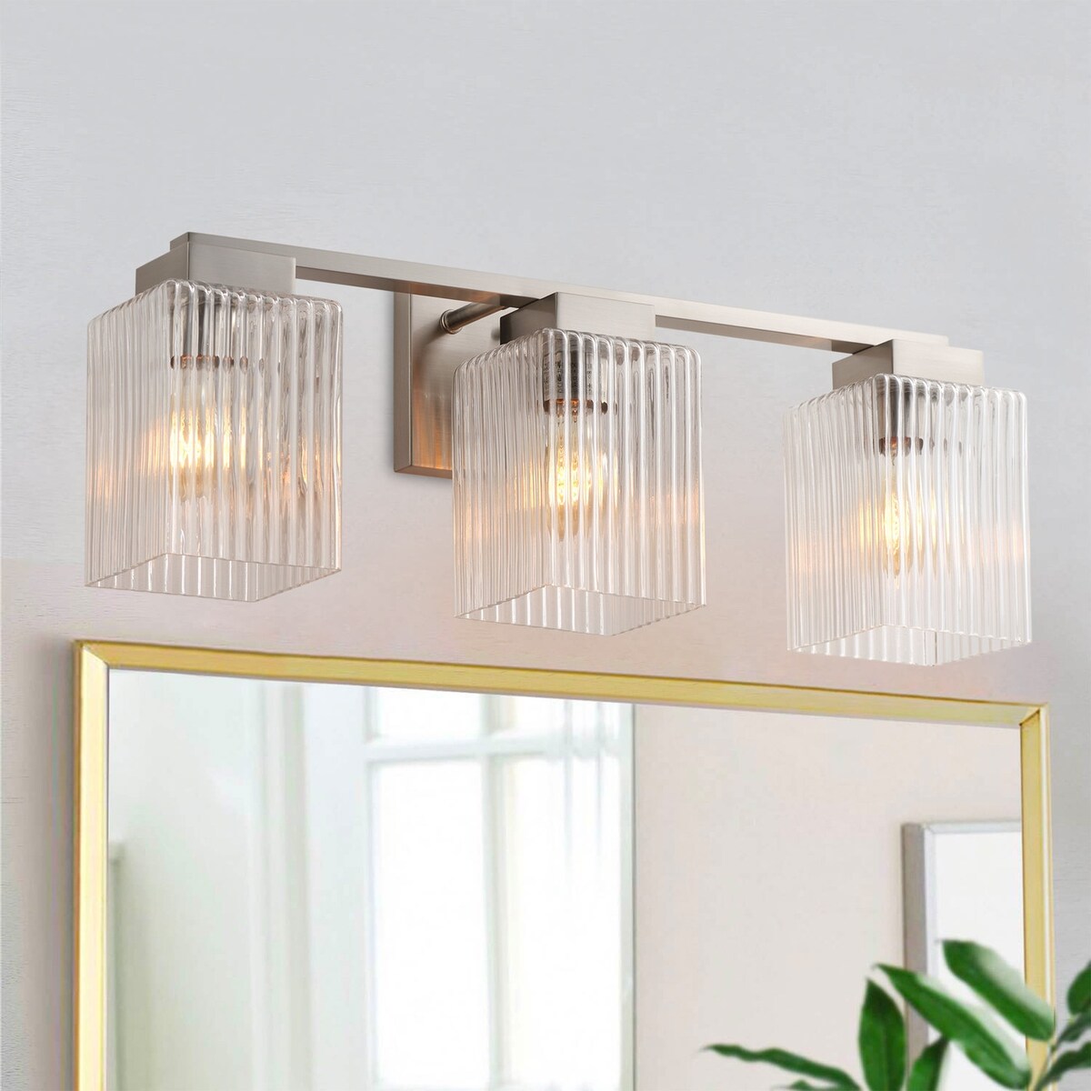 Modern Brushed Nickel 3-Light Up and Down Bathroom Vanity Light