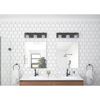 Modern Black 3-Light Clear Glass Shade Vanity Lighting For Bathroom