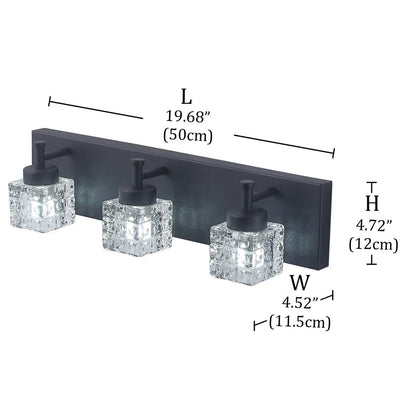 Modern Black 3-Light Clear Glass Shade Vanity Lighting For Bathroom
