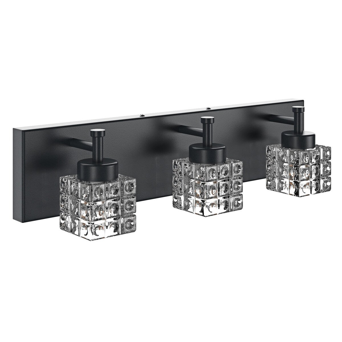 Modern Black 3-Light Clear Glass Shade Vanity Lighting For Bathroom