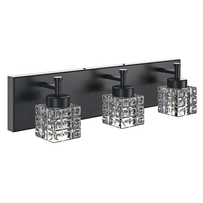 Modern Black 3-Light Clear Glass Shade Vanity Lighting For Bathroom