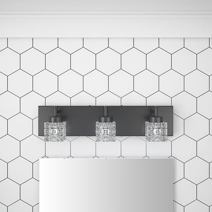 Modern Black 3-Light Clear Glass Shade Vanity Lighting For Bathroom