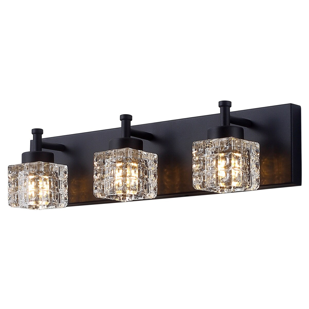 Modern Black 3-Light Clear Glass Shade Vanity Lighting For Bathroom