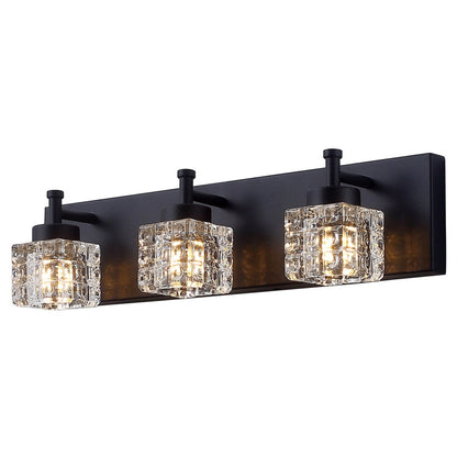 Modern Black 3-Light Clear Glass Shade Vanity Lighting For Bathroom