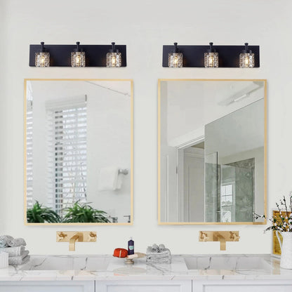 Modern Black 3-Light Clear Glass Shade Vanity Lighting For Bathroom