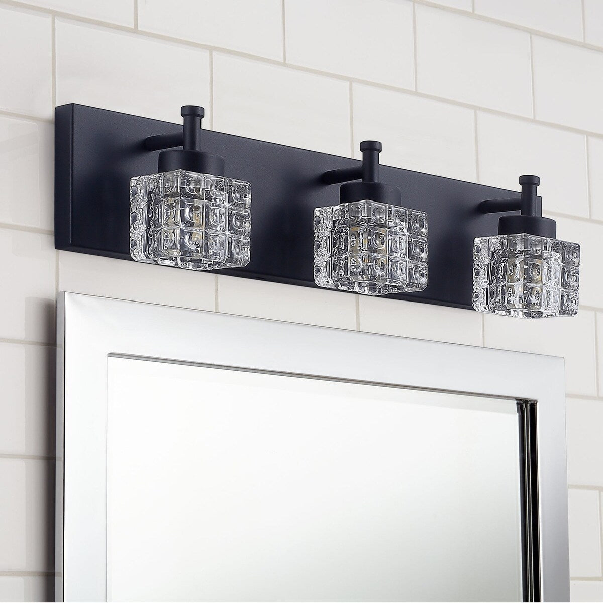 Modern Black 3-Light Clear Glass Shade Vanity Lighting For Bathroom