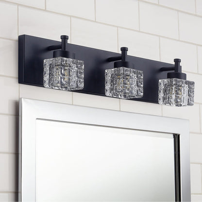 Modern Black 3-Light Clear Glass Shade Vanity Lighting For Bathroom
