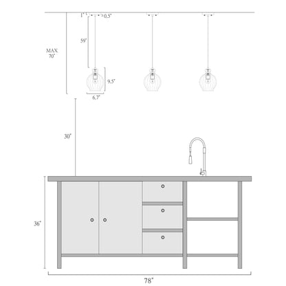 Coria Mid-century Modern Brass Pendant Light 1-Light Chic Dimmable Kitchen Island Lamp Fluted Glass Dining Room
