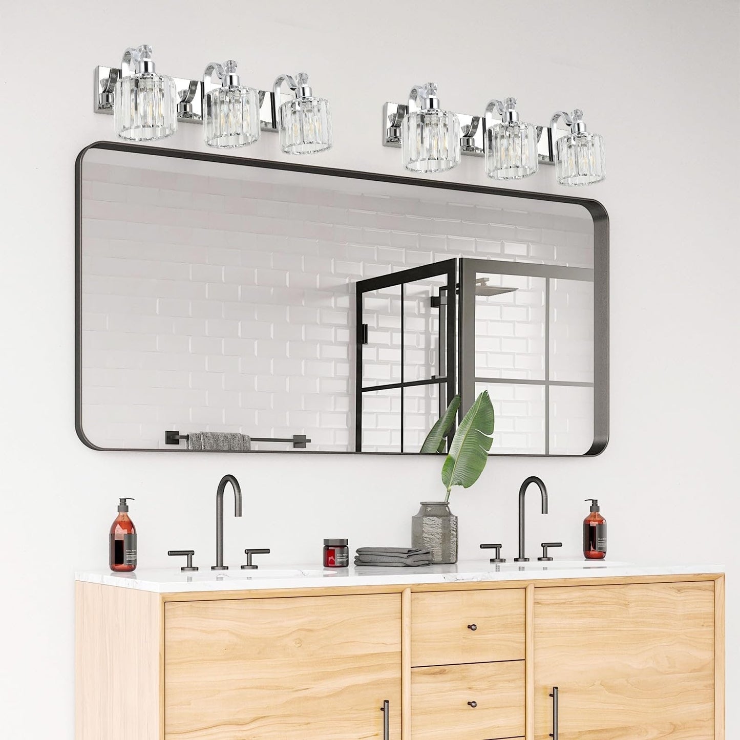 Modern Crystal Bathroom Vanity Lights Dimmable Wall Sconces