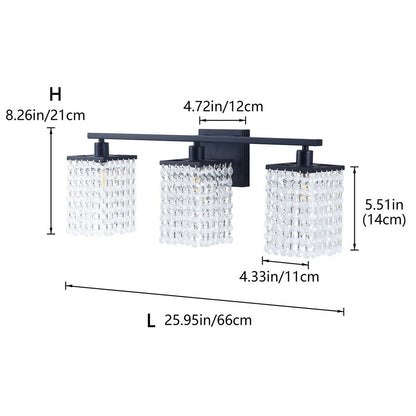 Modern Black Bathroom Vanity Light With Crystal Design