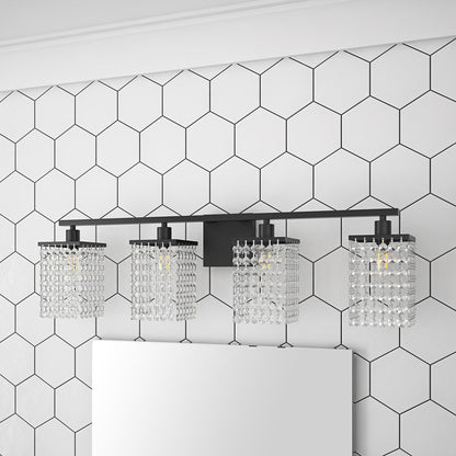 Modern Black Bathroom Vanity Light With Crystal Design