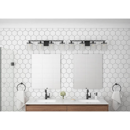 Modern Black Bathroom Vanity Light With Crystal Design
