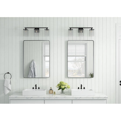 Modern Black Bathroom Vanity Light With Crystal Design