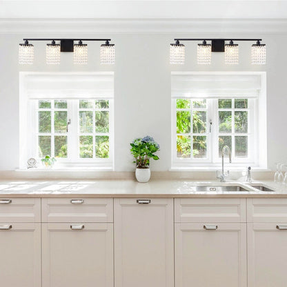 Modern Black Bathroom Vanity Light With Crystal Design