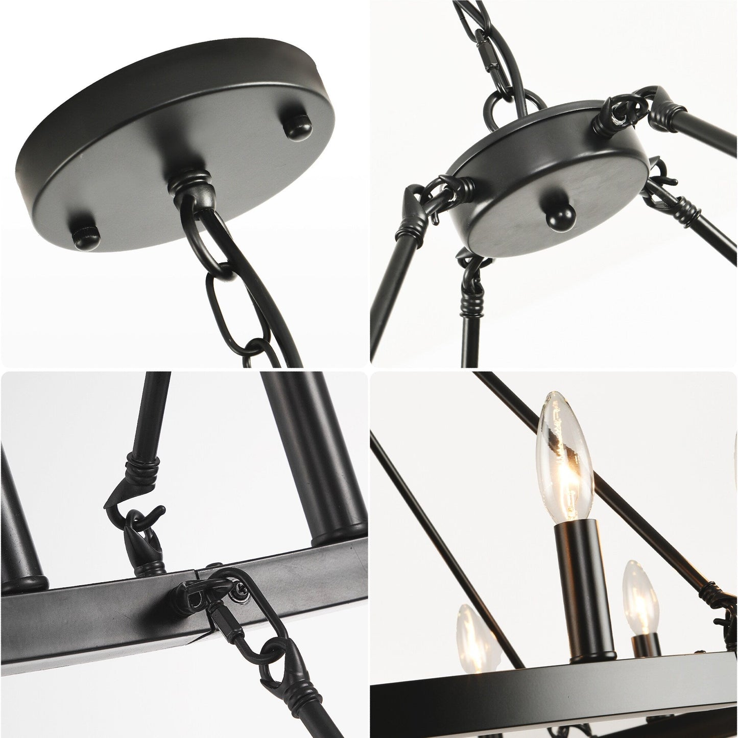 Modern Farmhouse Chandelier 2 Tier Round Wagon Wheel Chandelier Large High Ceiling Light.