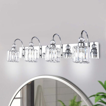3/ 4-Light Modern Glam Crystal Dimmable Bathroom Vanity Light Linear Wall Light