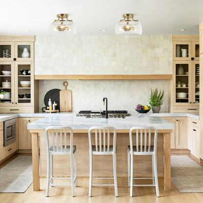 Modern Gold 3-Light Glass Semi Flush Mount Fixture Ceiling Light