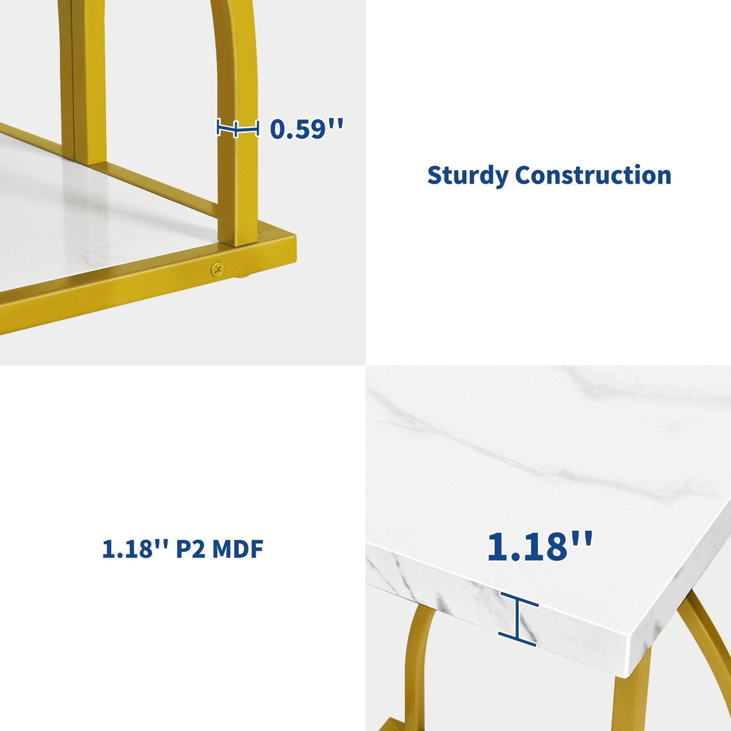 Modern Gold Console Sofa Table with Marbling Top for Entryway Hallway