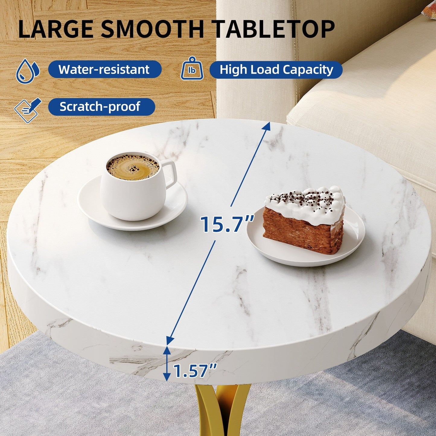 Modern Gold Console Sofa Table with Marbling Top for Entryway Hallway