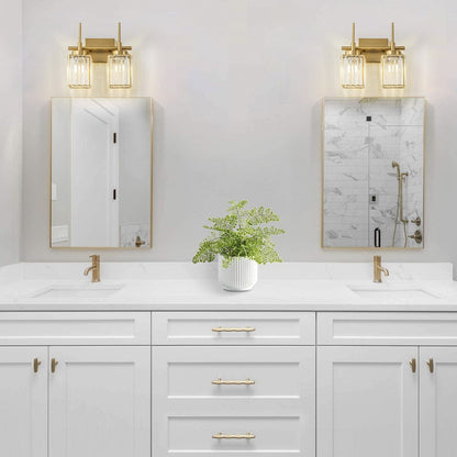 Modern Gold Dimmable Wall Light Glam Cylinder Bathroom Crystal Vanity Light Wall Sconces