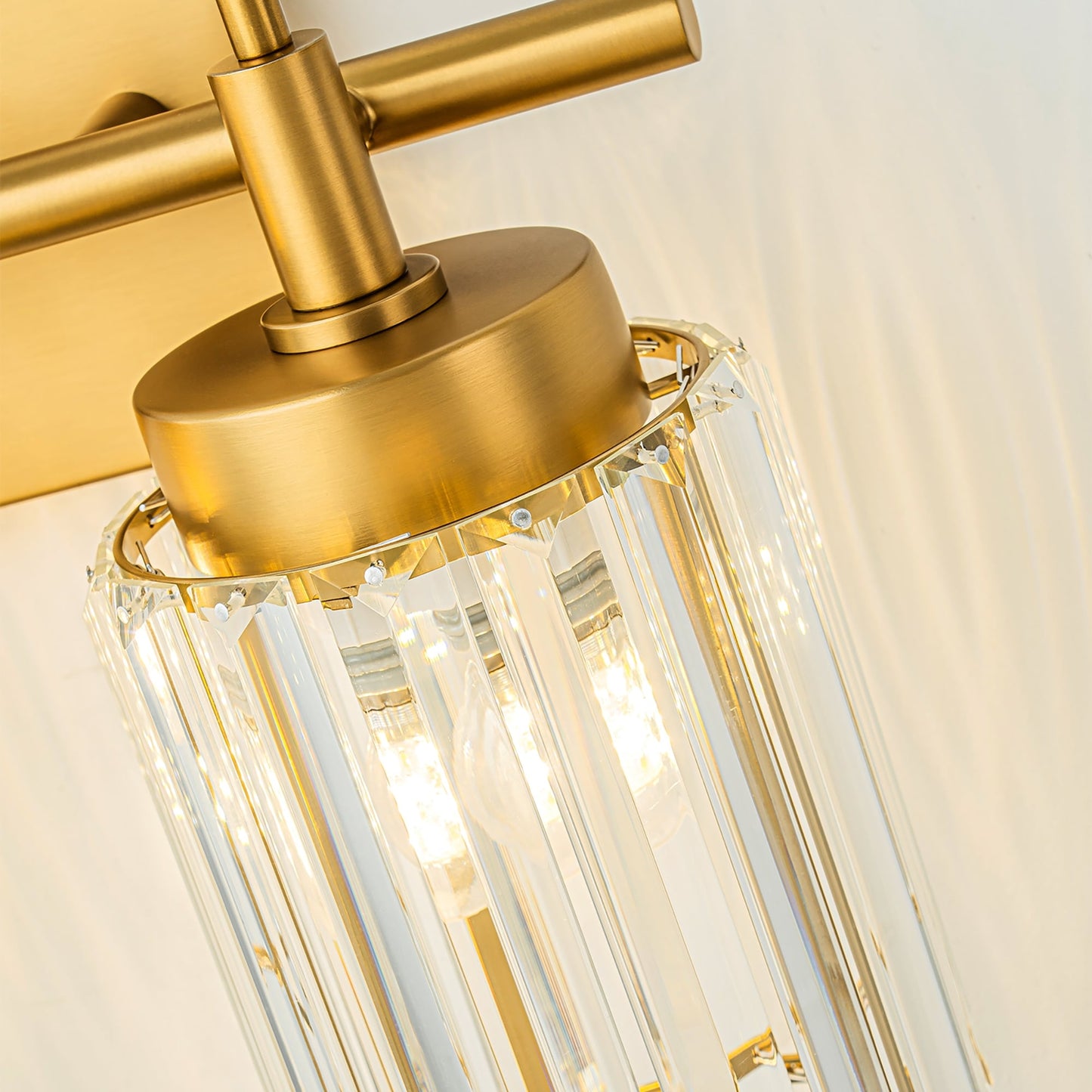 Modern Gold Dimmable Wall Light Glam Cylinder Bathroom Crystal Vanity Light Wall Sconces