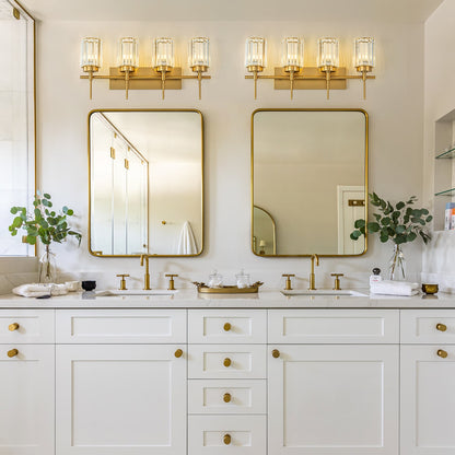 Modern Gold Dimmable Wall Light Glam Cylinder Bathroom Crystal Vanity Light Wall Sconces