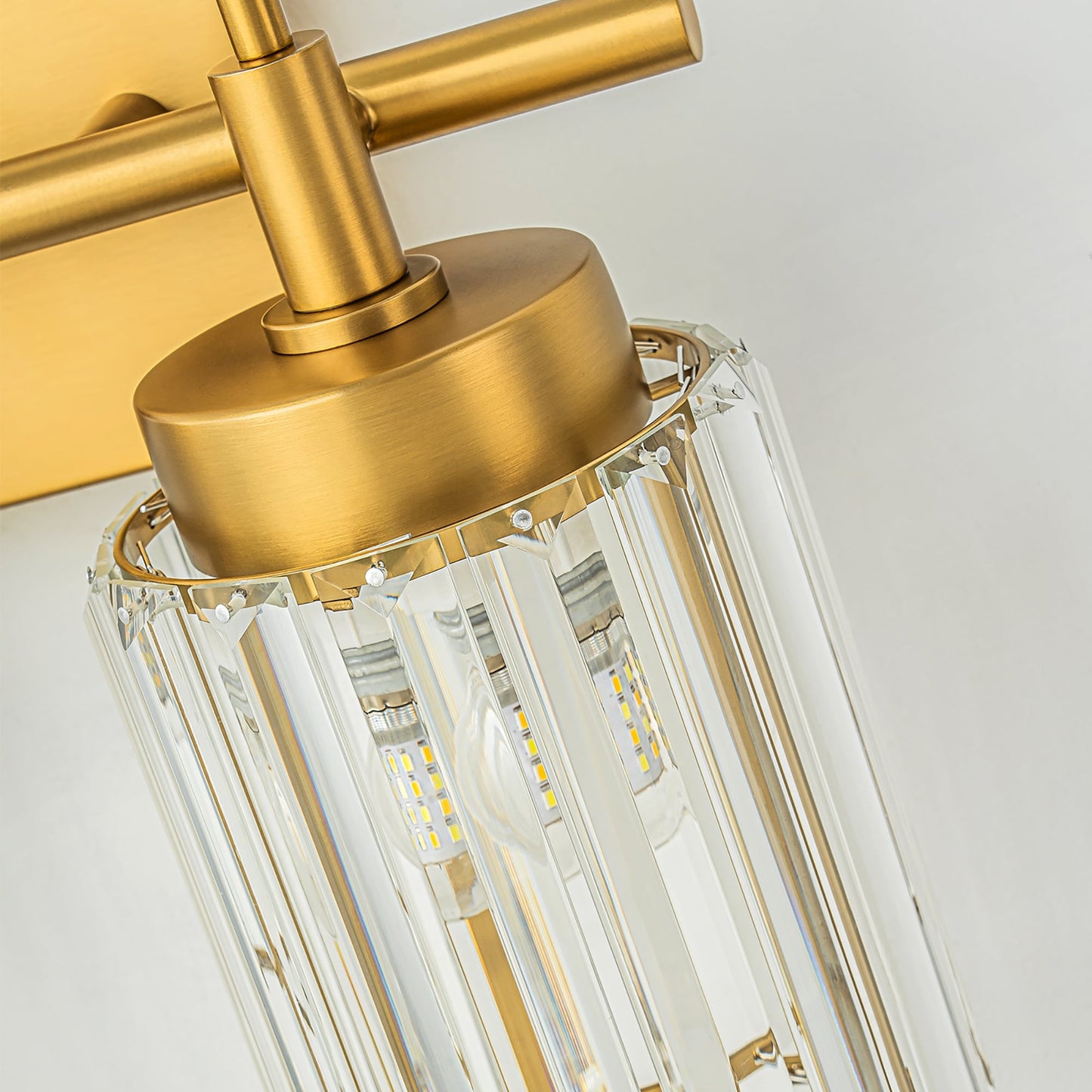 Modern Gold Dimmable Wall Light Glam Cylinder Bathroom Crystal Vanity Light Wall Sconces