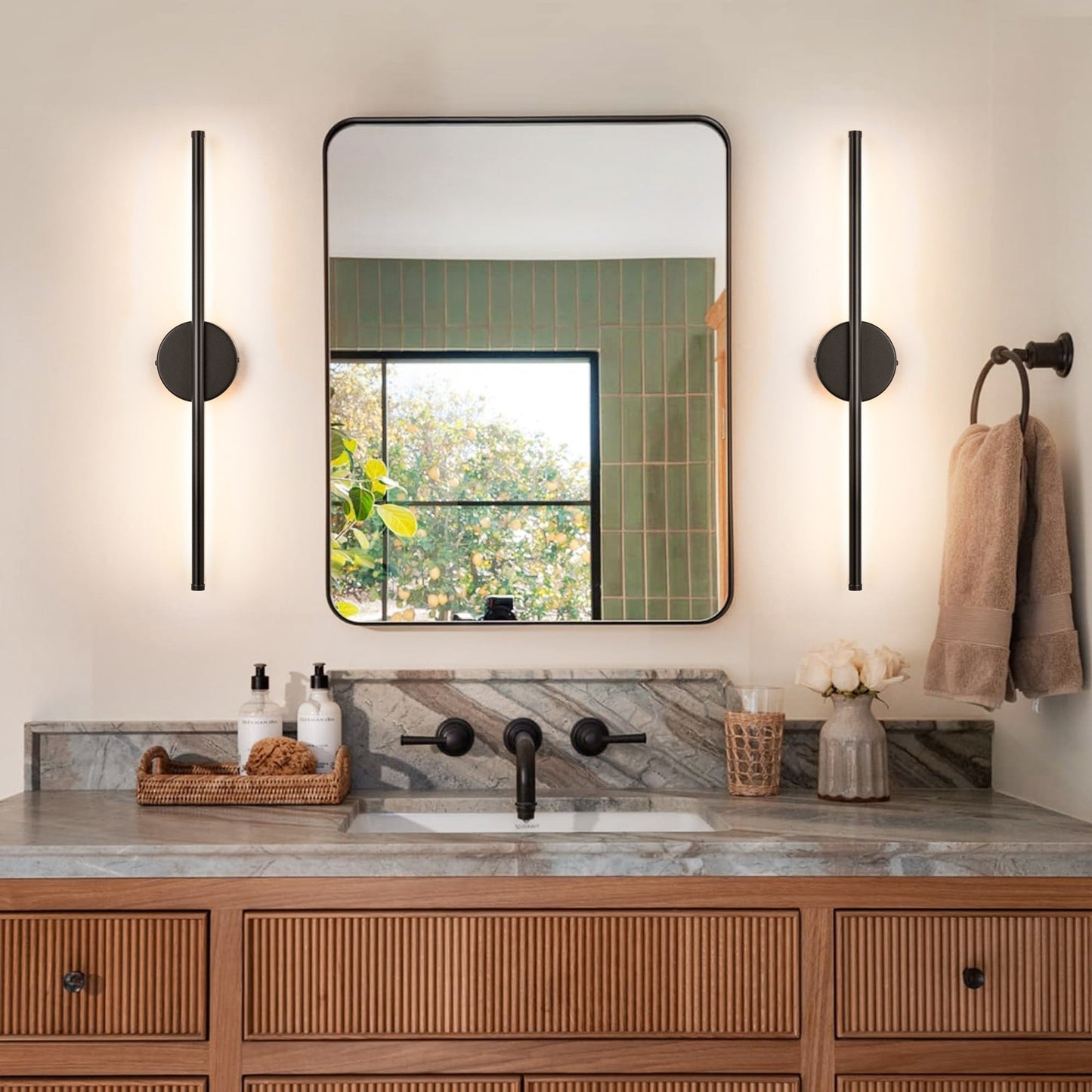 1-Light 23.6 in. Modern Linear Dimmable Integrated LED Bathroom Vanity Light Wall Sconce