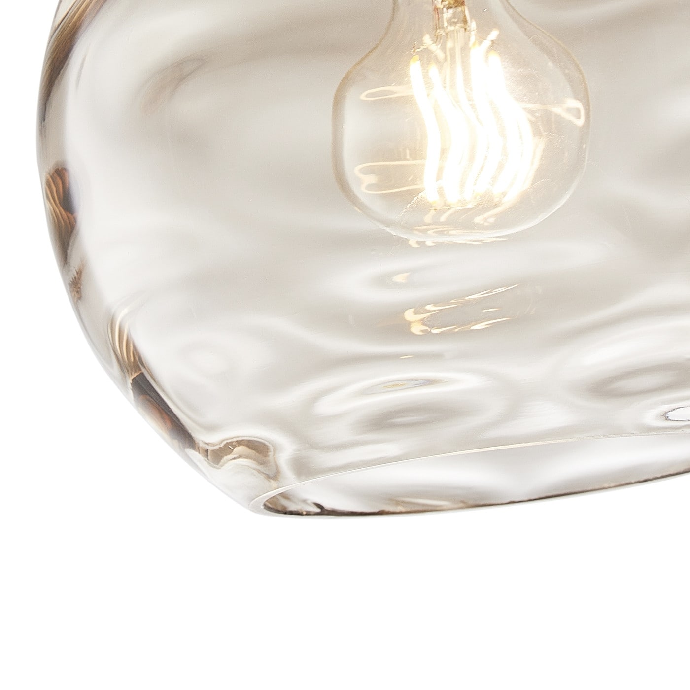 Modern Black 1-Light Clear Water Ripple Glass Shade Hanging Lamp