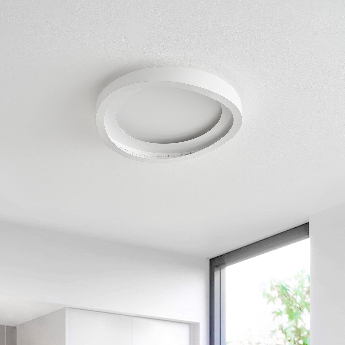 Modern Matte White LED Flush Mount Ceiling Light for Kitchen