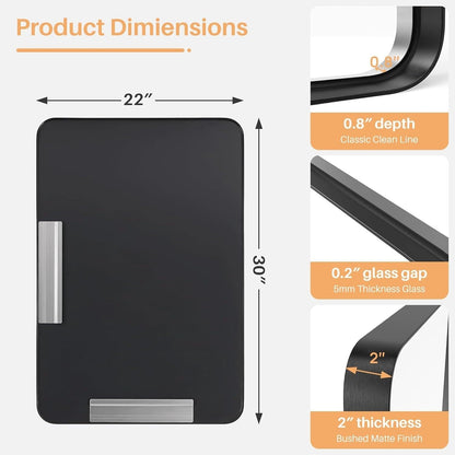 Black Aluminum Alloy Framed Vanity Rounded Rectangle Bathroom Mirrors for Over Sink Wall, Horizontally or Vertically Hanging