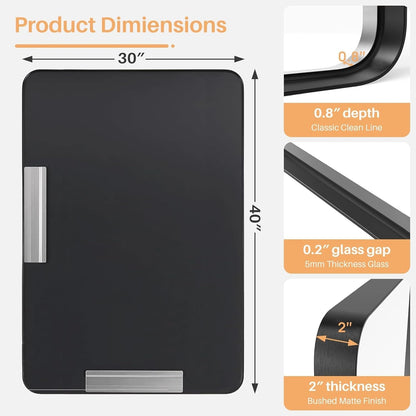 Black Aluminum Alloy Framed Vanity Rounded Rectangle Bathroom Mirrors for Over Sink Wall, Horizontally or Vertically Hanging