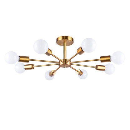 Black/ Gold Sputnik Semi Flush Mount Lamp Close to Ceiling Light Fixture for Living Room/ Kitchen/ Office/ Bedroom/ Foyer