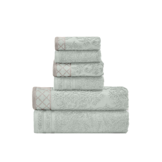 Modern Threads Damask Jacquard 6-piece Embellished Border Towel Set