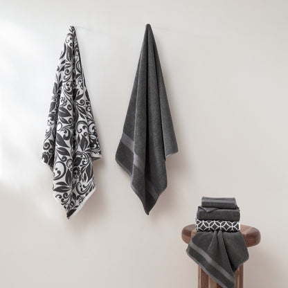 Modern Threads Trefoil Filigree 6 Piece Yarn Dyed Jacquard Towel Set